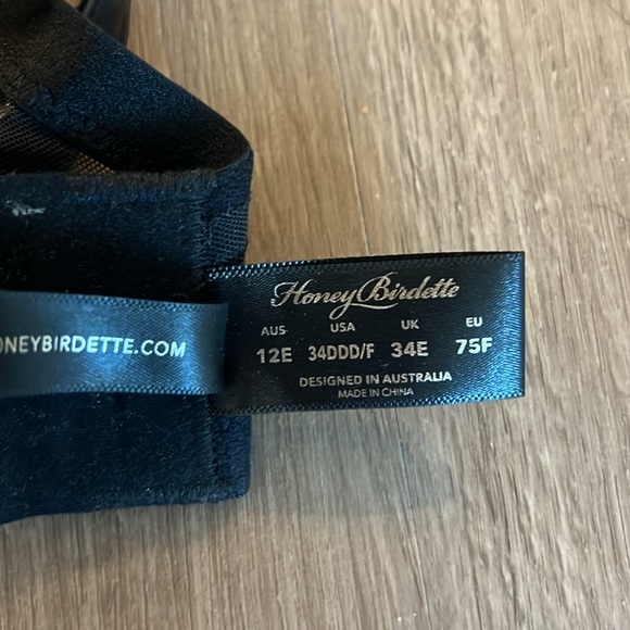 Honey Birdette Hearts bra and garter set in Black - Picture 8 of 9